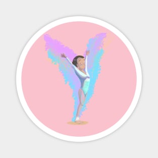 Olympic Games woman gymnast doing pose and spreading wings, artistic design Magnet